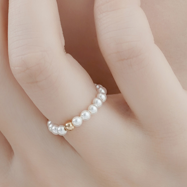 MONOLIZ 女性 14K 許願珍珠金珠戒指