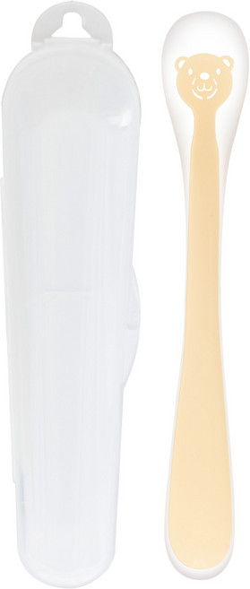 퍼기 동물 실리콘 이유식 스푼, 1개, 곰베이지