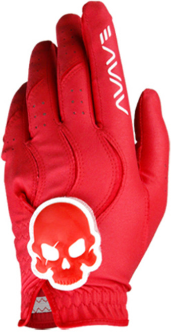 어베이브 남성용 스컬로고 칼라 골프장갑 왼손용, 레드, 1개