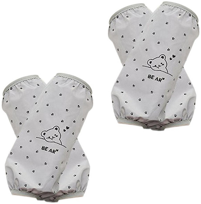 CT COMPANY 愛心小熊防水袖套 2雙組, 灰色