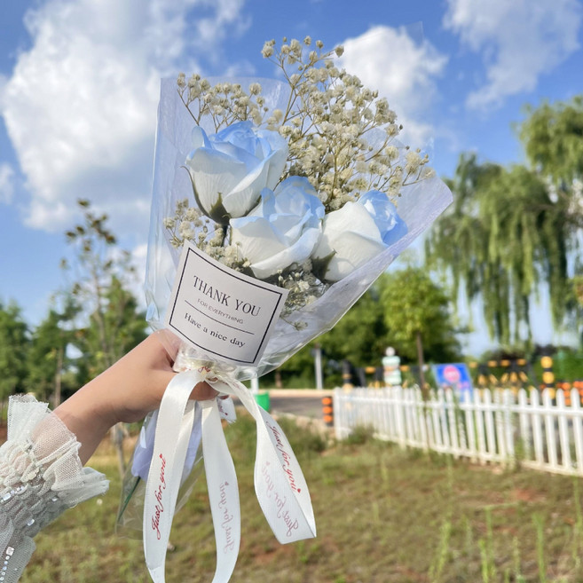 틴코 조화 로맨틱 장미 비누꽃다발, 블루, 1개