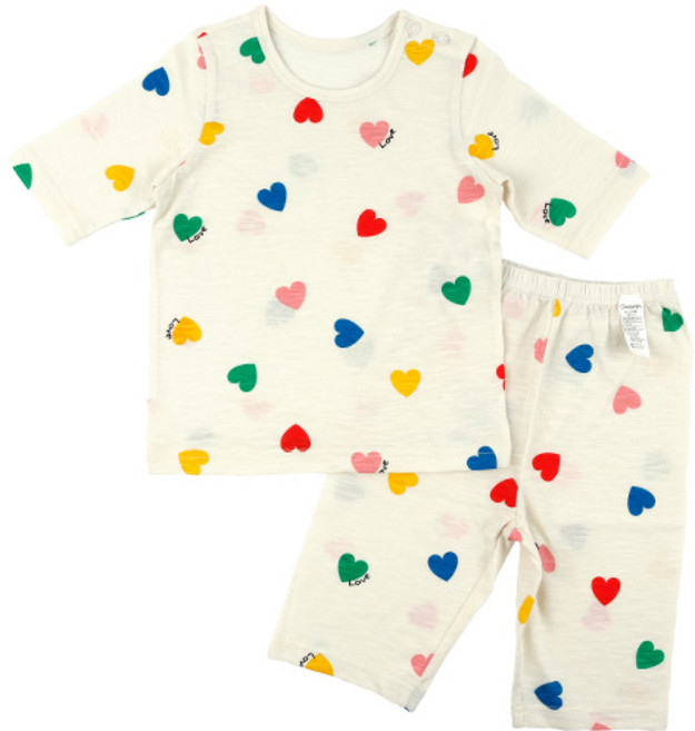 Maykids 童款滿版愛心七分袖家居服套裝