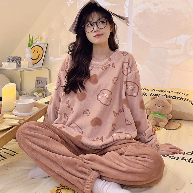 C.O.B 女性用法蘭絨睡衣家居服套裝