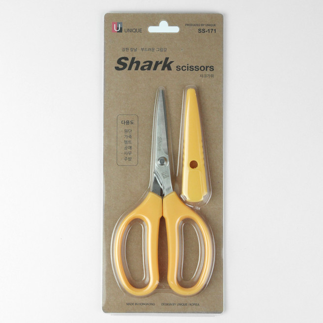 유니크 샤크가위 170mm, 체다옐로우, 1개