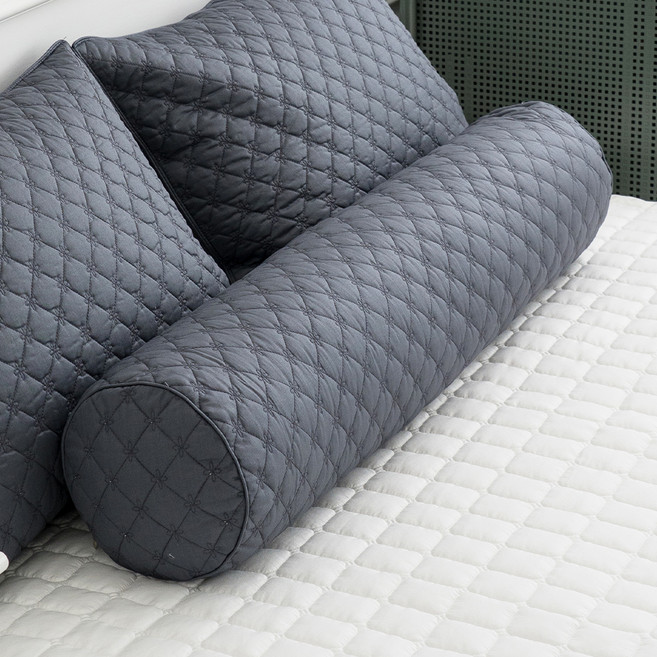 아이닉스 순면100 롱 원형 누빔 바디필로우커버 솜포함, 차콜