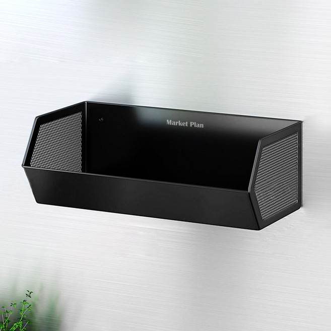 마켓플랜 냉장고 자석 와이드 다용도 수납 선반, 블랙, 1개