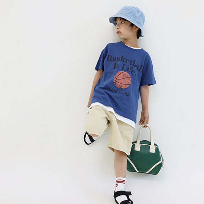 소년마켓 아동용 바스켓볼 반팔 티셔츠