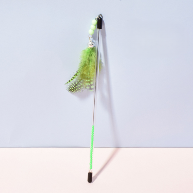 씨엠원 재미있는 고양이 용품 장난감 낚싯대 40cm, 그린, 2개