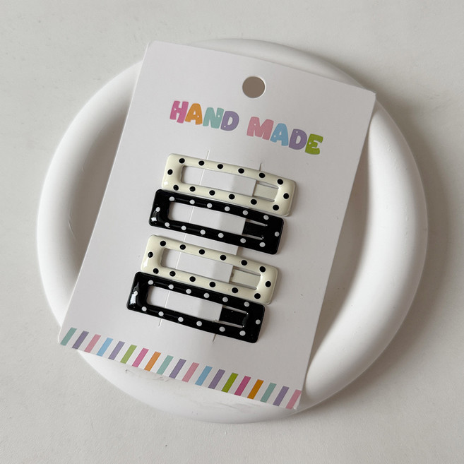 깨비다 도트 머리 똑딱핀 2종 x 2p 세트