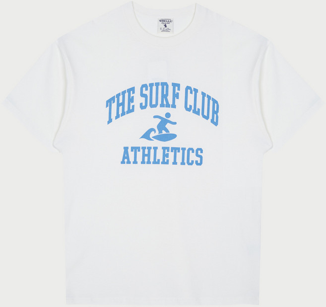 WHO.A.U 衝浪圖案印花短袖T恤, 奶油