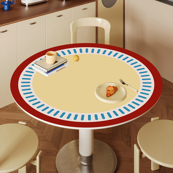 에스제이제인 원형 식탁 방수 인테리어 레더 테이블 매트, TYPE 4, 1개, 50cm