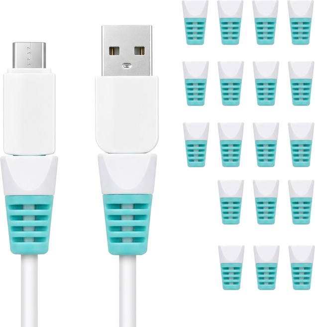 쿠말 휴대폰 단선 방지 충전 케이블 보호캡 2.4 x 1.3 cm, 민트, 20개
