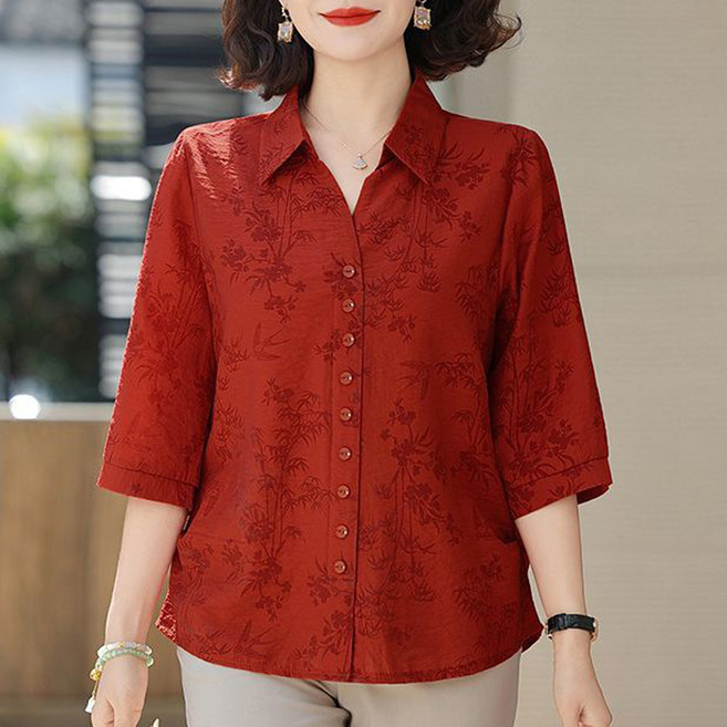 INFIOUS 女款中年翻領襯衫 I263-74