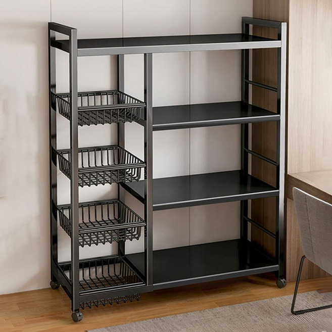 가구느낌 다용도 본4 주방선반 4단 800, 블랙, 1개