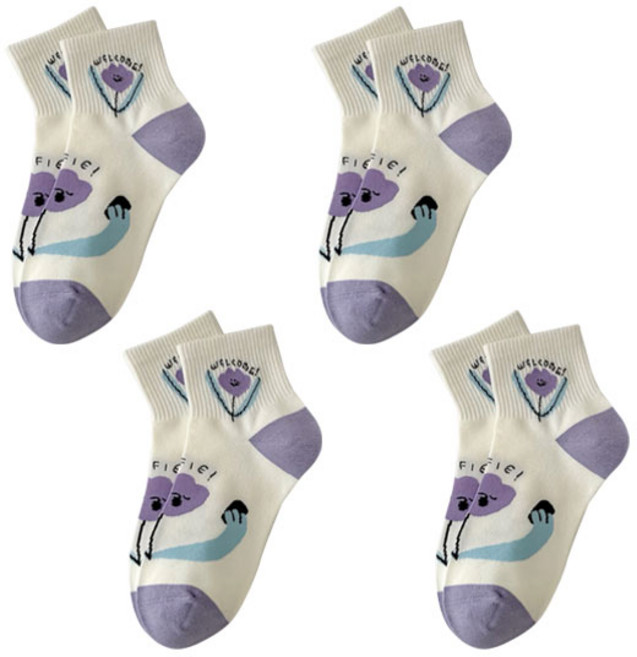 소니오 여성용 라벤더 걸 발목 양말 4켤레 세트