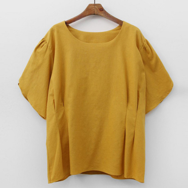 티탁 여성용 빅사이즈 튤립 소매 블라우스