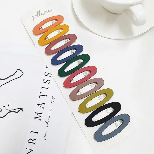 젤루나 무광 딥컬러 파스텔 헤어 옆머리 똑딱핀 H-01 10종 세트 5 기본라운드