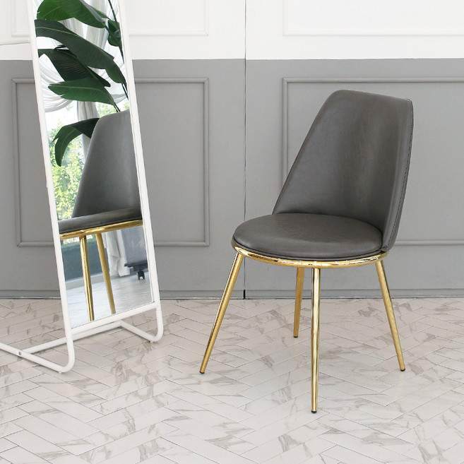 지엠퍼니처 돌체 인테리어 디자인 카페 골드 화장대 식탁의자, 그레이, 1개