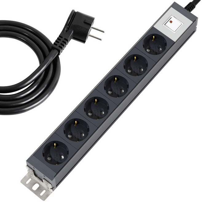 스윗홈 뉴잇 국산 고용량 알루미늄 컬러 과부하차단 납작 멀티탭 6구, 메탈릭네이비, 1개, 1.5m