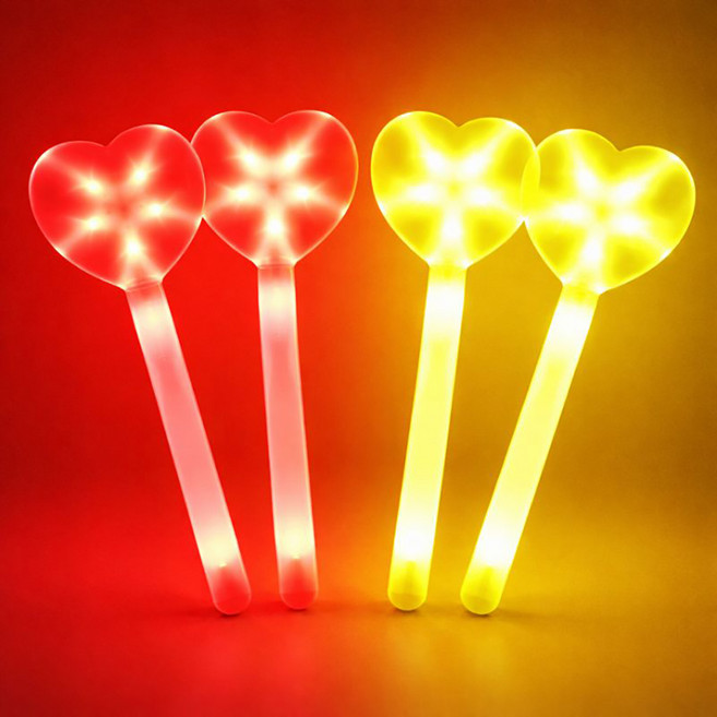 파티공구 LED하트봉 대 2종 x 2p 세트, 옐로우, 레드, 1세트