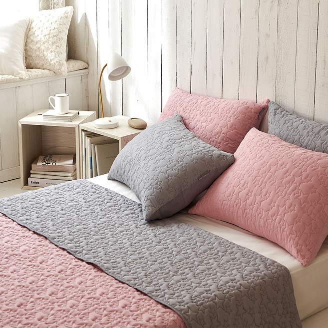 데시뉴 에센스 항균 누빔 이불겸 침대패드 스프레드, 하프핑크