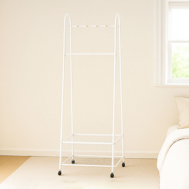 가구느낌 2단 옷걸이 스탠딩 튼튼한 벨행거 600, 화이트