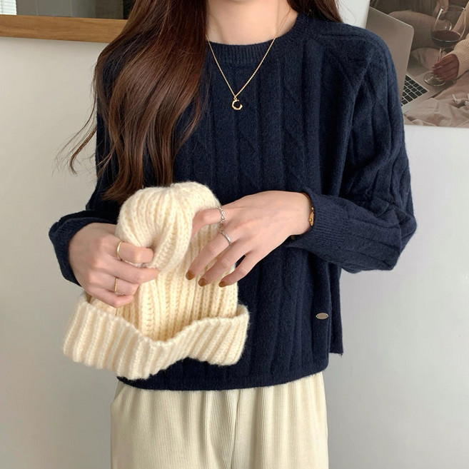 Dotif 女款舒適麻花針織衫