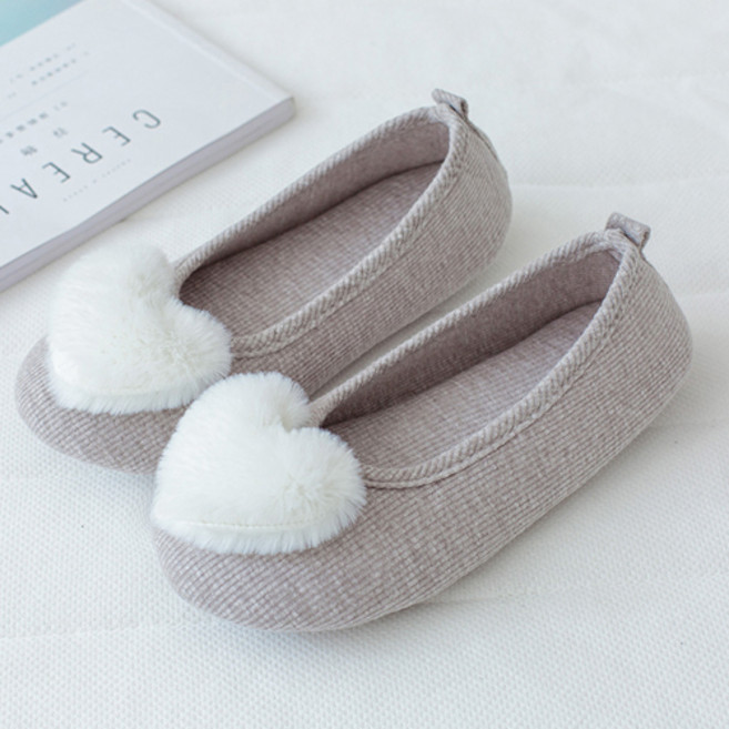 아리코 하트 덧신형 실내화, 그레이, 1개