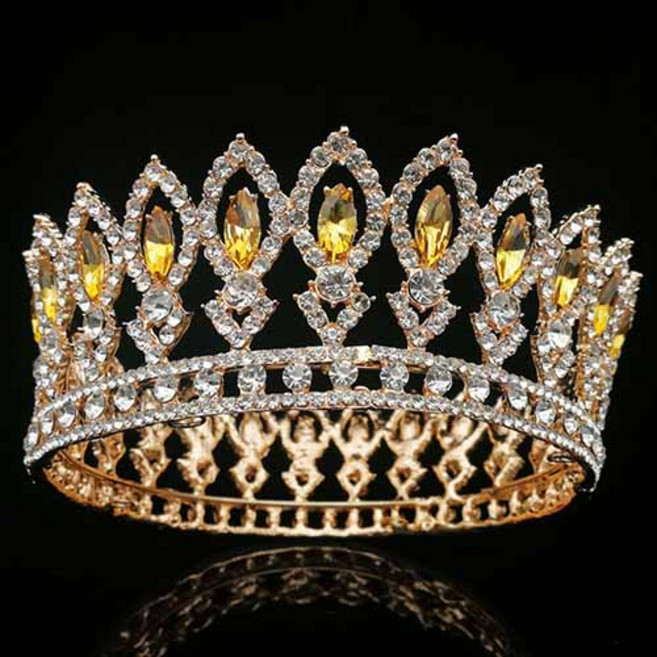 에스텔라 새로운 라운드 럭셔리 라인 비즈 포인트 셀프웨딩 티아라 XXX001, 골드샴페인, 1개