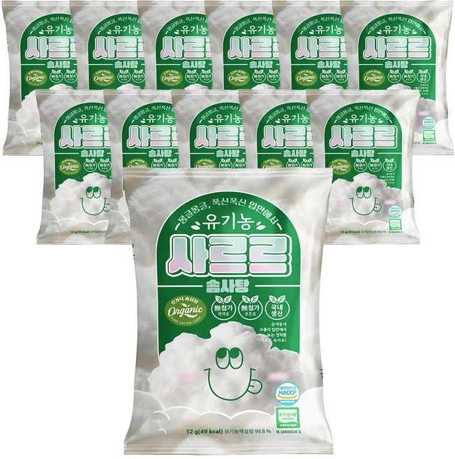 유기농 사르르 구름 솜사탕, 12g, 12개 - 쿠팡