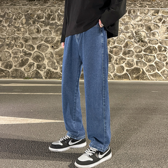 구디프 남성용 캐주얼 스모크 데님 일자핏 팬츠