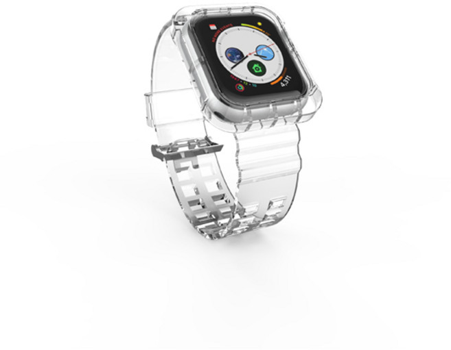 포지오 애플워치 40/41mm iDeal 클리어 일체형 케이스 스트랩, 투명, 1개