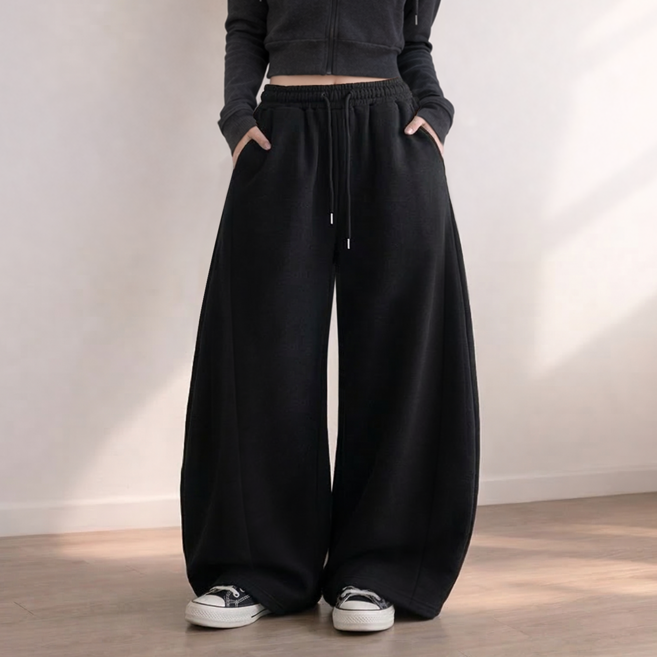 로시앤로우 주니어 롱/숏 기장 옆핀턱 와이드 스웻 팬츠 HK004