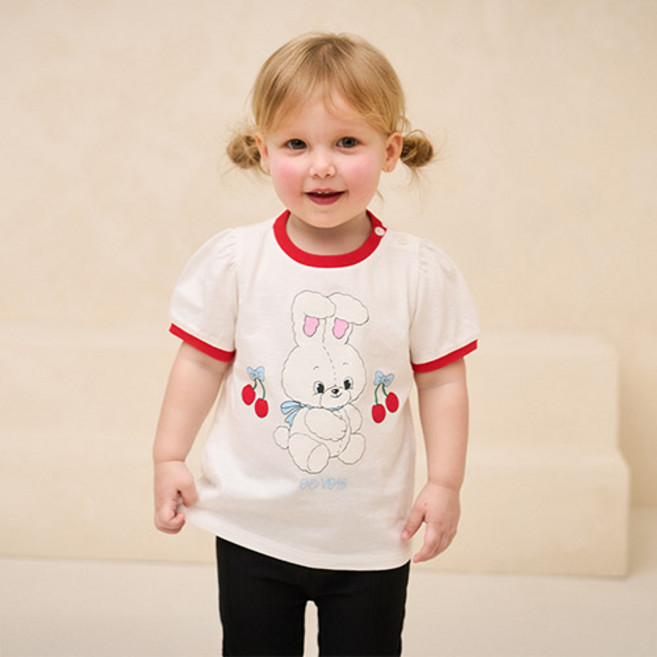 밀크마일 여아용 밀키래빗체리뿅링 티셔츠