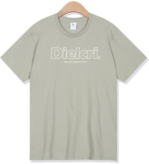 DLCRE Stroke Logo 17支透氣短袖T恤, 銀灰色