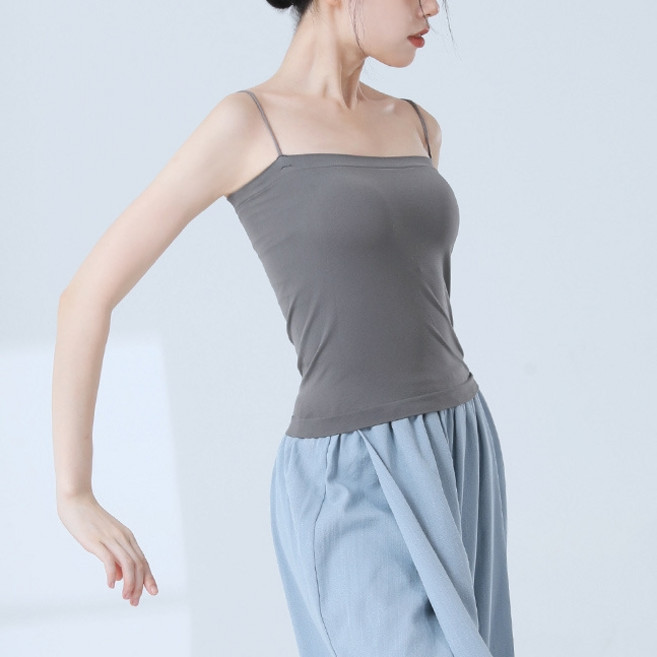 마켓피아 여성용 댄스 무용 무대 연습 패드포함 발레 민소매 나시 탑