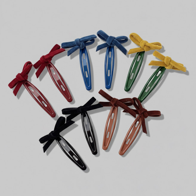 啪啪夾 天鵝絨蝴蝶結 5款 x 2入組