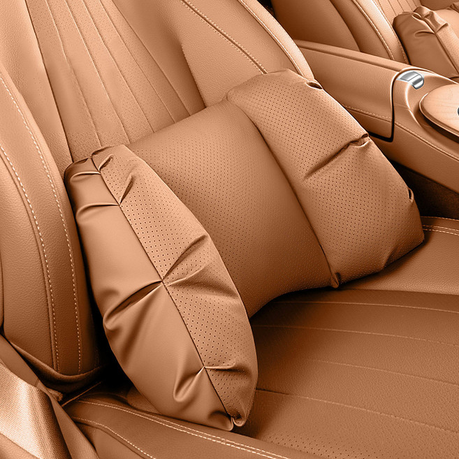 지엠지모터스 차량용 타공 허리쿠션, 새들브라운, 1개
