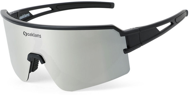 Oaklans 運動護目鏡 QX80, 黑色鏡框 + 銀色鏡面偏光