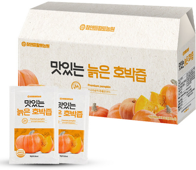 참앤들황토농원 맛있는 늙은 호박즙, 90ml, 30개
