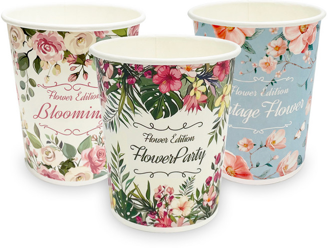 투고팩 플라워 에디션 종이컵 330ml 3종, 150개