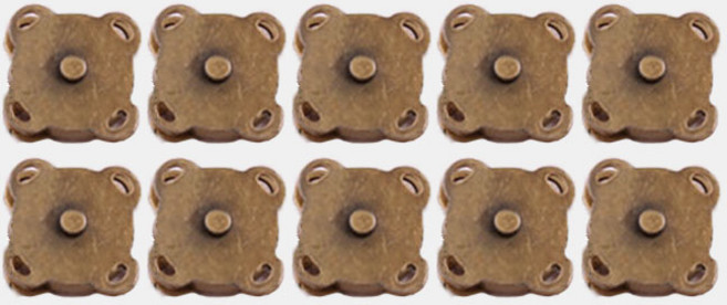 사방 자석 단추 18.5mm, 엔틱골드, 10개