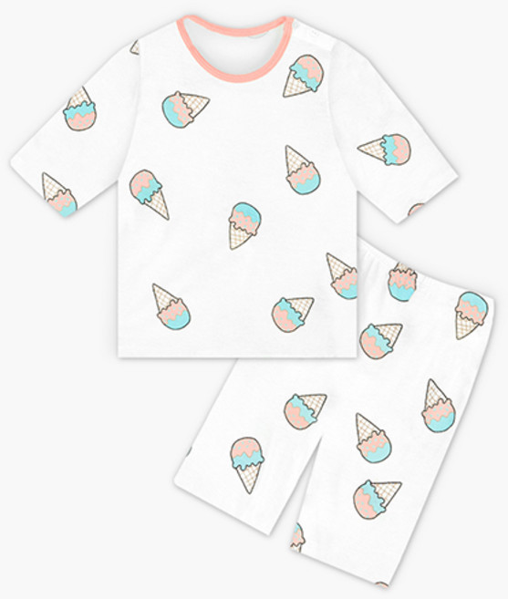 unifriend 兒童 Icecone 人造絲七分袖上下套裝