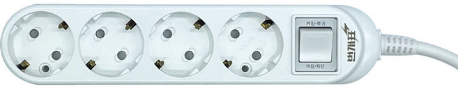 번개표 뉴 메인 멀티탭 4구 WHMC31641, 5m, 화이트 + 그레이, 1개