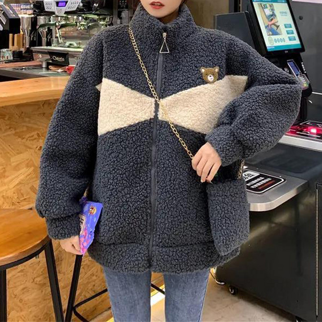 Goodif 女款泰迪熊絨毛毛圈拉鍊外套
