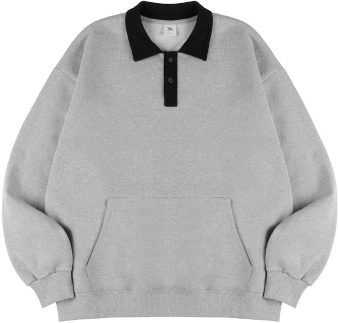 노멀스탠 오버핏 무지 카라 맨투맨