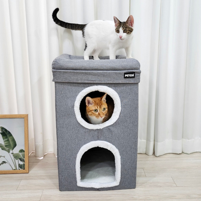 펫카 고양이 3층 숨숨집 하우스, 그레이, 1개