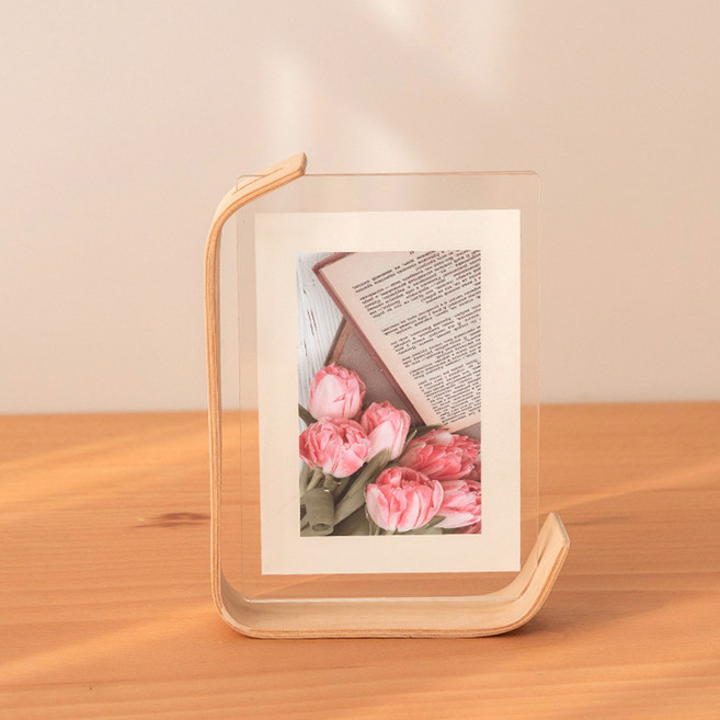 마벨인홈 언발란스 프레임 아크릴 액자 스탠드형, 밝은원목, 1개