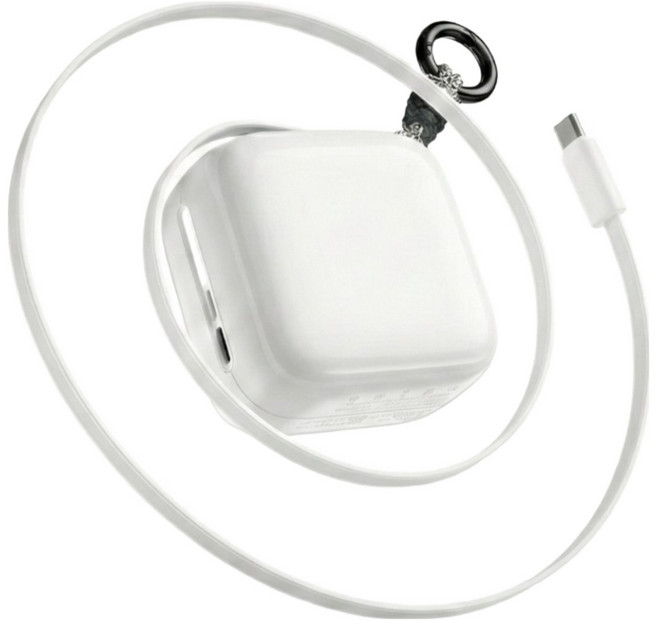 ELAK 릴고 10K 40W 고속충전 일체형 케이블 미니 보조배터리 10000mAh C타입, 아틱 화이트, PB-03