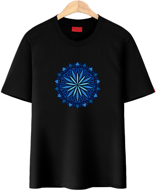 다꾸앙 남성용 통기성 만다라무드 라운드넥 반팔 티셔츠 D04DKA_DU2767